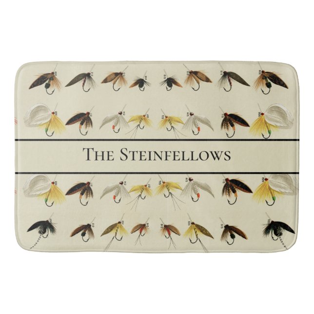 Tapis De Bain Pêche à la mouche Mouches Aquarelle truite pêcheur (Devant)