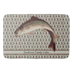 Tapis De Bain Pêche à la mouche Vintage truite arc-en-ciel
