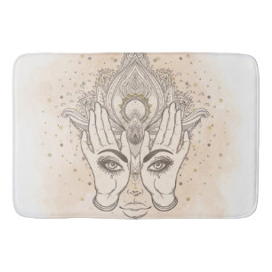 Tapis De Bain Pêche & Or Boho Fleur de Lotus Beauté