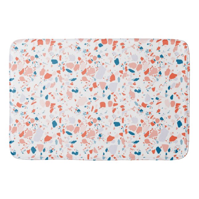 Tapis De Bain Peignoir à motifs Terrazzo rose et bleu (Devant)