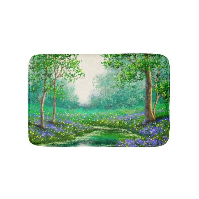 Tapis De Bain Peinture à l'huile de paysage de printemps, forêt. (Devant)