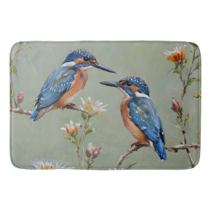 Tapis De Bain Peinture À L'Huile D'Oiseaux Et De Fleurs De Pêche