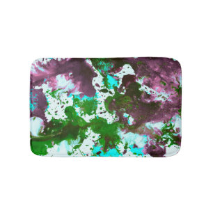 Tapis De Bain Peinture Abstraite colorée vert et violet