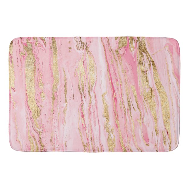 Tapis De Bain Peinture Abstraite en marbre rose élégant (Devant)