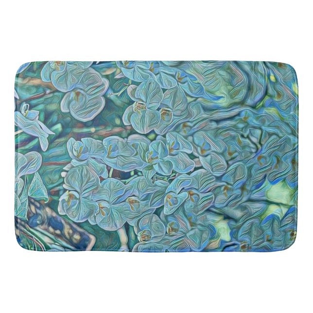 Tapis De Bain Peinture bleu violet de fleurs d'orchidées mignonn (Devant)