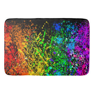 Tapis De Bain Peinture colorée éclaboussure de couleur arc-en-ci