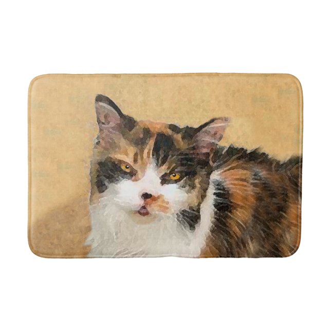 Tapis De Bain Peinture de chat Calico - Cute Original Cat Art (Devant)