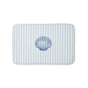 Tapis De Bain Peinture de coquillages bleus Bleu Nautique Bleu