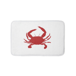 Tapis De Bain Peinture de crabe rouge Plage Peinture d'oiseaux c