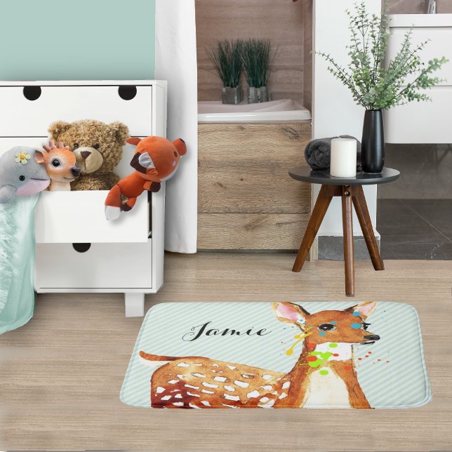 Tapis De Bain Peinture de déversement Fawn Deer Children (Créateur téléchargé)