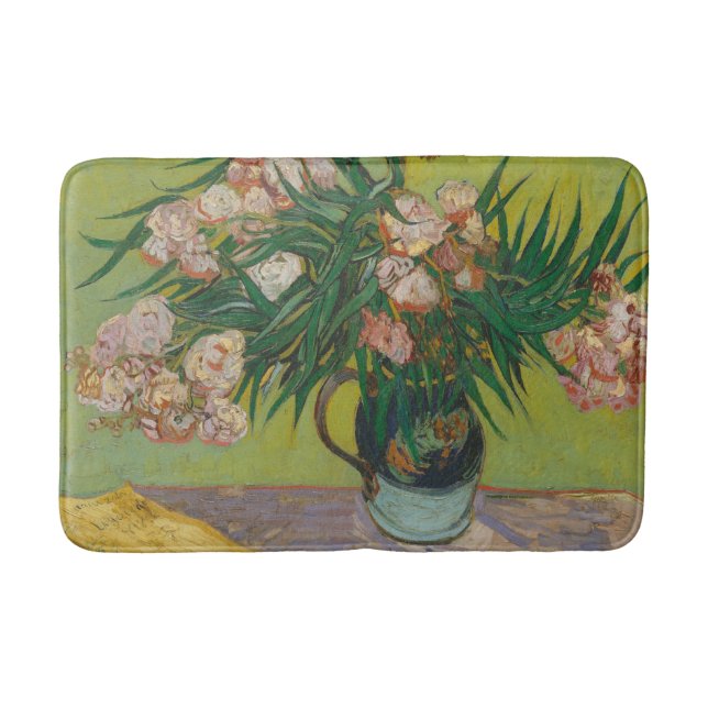 Tapis De Bain Peinture de fleurs d'oléandre par Vincent Van Gogh (Devant)