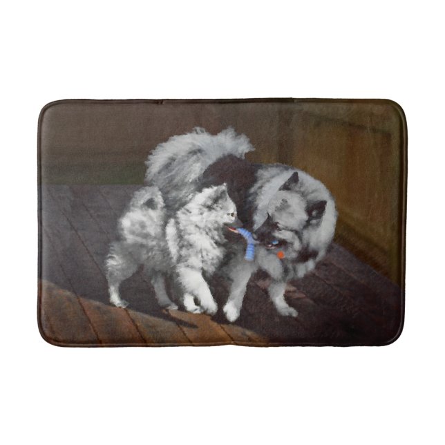 Tapis De Bain Peinture de jeu Keeshond - Art de chien original m (Devant)