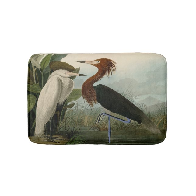 Tapis De Bain Peinture de la faune d'Audubon Heron violet (Devant)