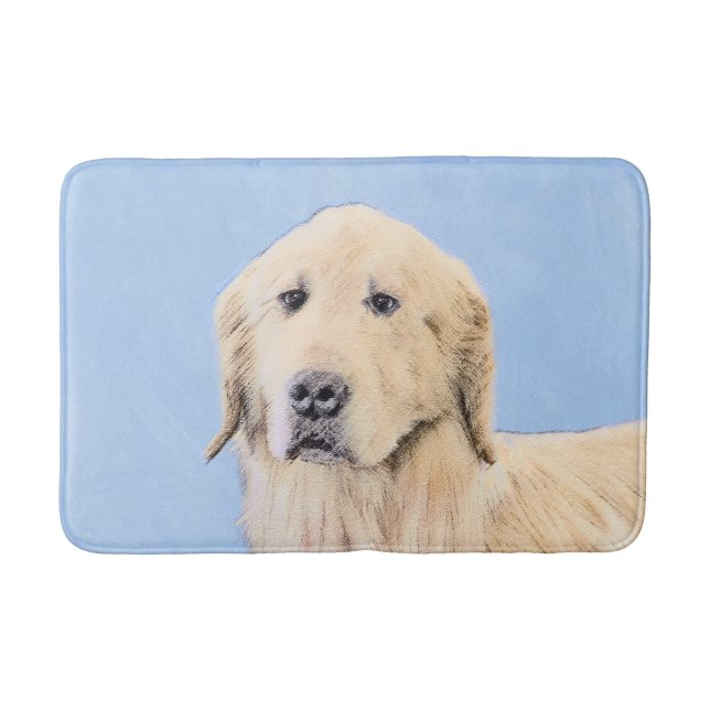Tapis De Bain Peinture Golden Retriever - Joli art original chie (Devant)