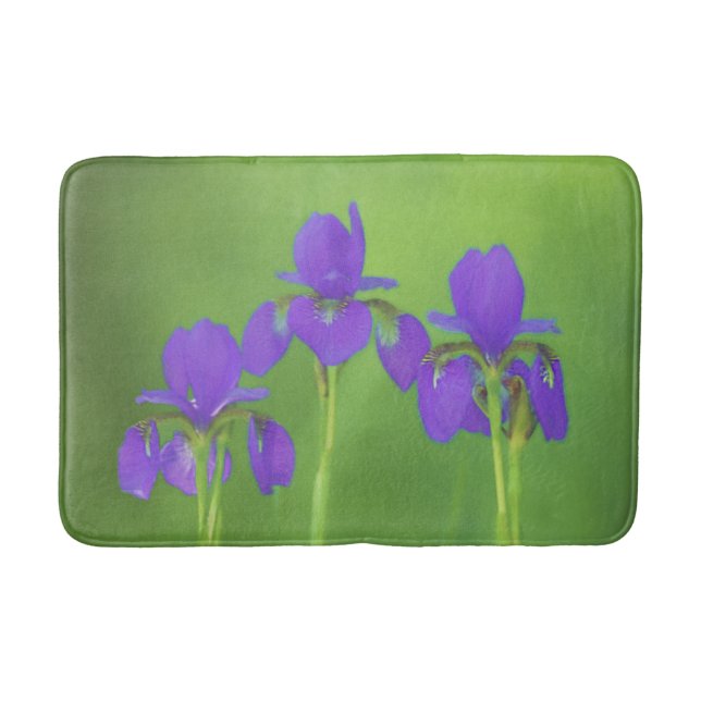 Tapis De Bain Peinture Iris Violet - Art Fleur Originale (Devant)