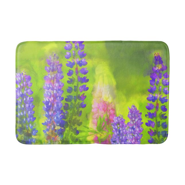 Tapis De Bain Peinture Lupine - Art Fleur Original (Devant)
