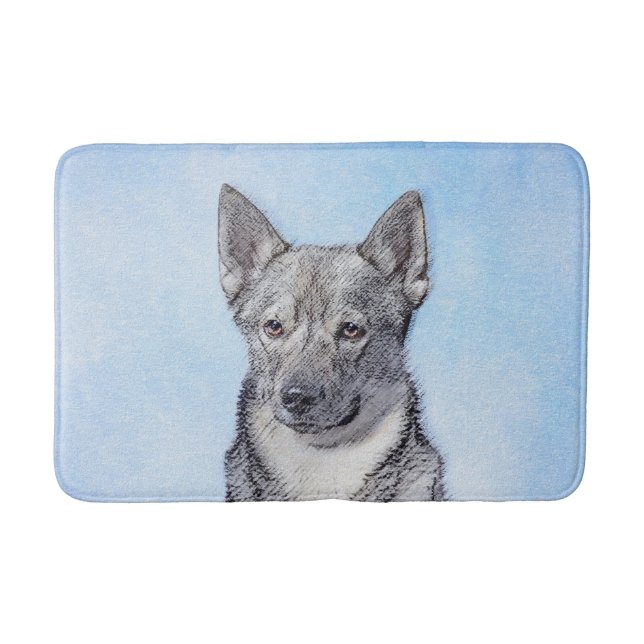 Tapis De Bain Peinture Suédoise Vallhund - Cute Original Chien A (Devant)