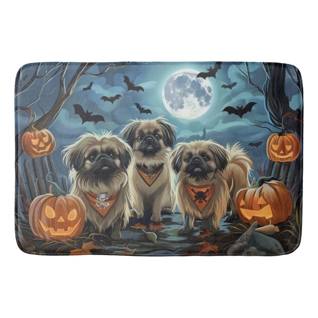 Tapis De Bain Pékingese Halloween Éffrayant (Devant)