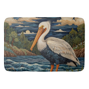 Tapis De Bain Pélican de mer blanc vintage