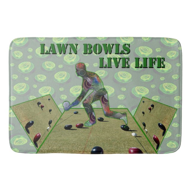 Tapis De Bain Pelouse Bowls Live Life, (Devant)