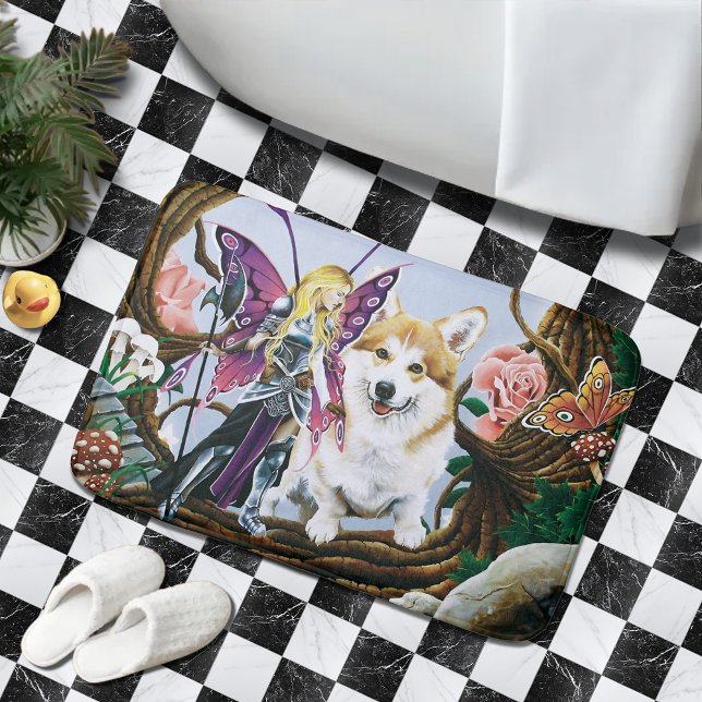 Tapis De Bain Pembroke Welsh Corgi Fairy Imaginaire (Créateur téléchargé)