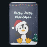 Tapis De Bain Penguin Christmas Snow Winter Animals Penguins Bat<br><div class="desc">The penguin on Soft Nights as a greeting card. Funny animals with gifts and snow for the holidays. Also funny for christmas in July. Penguins are cute animals and perfect for Christmas.</div>