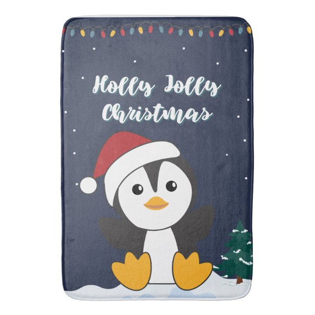 Tapis De Bain Penguin Christmas Snow Winter Animals Penguins Bat (devant Vertical)