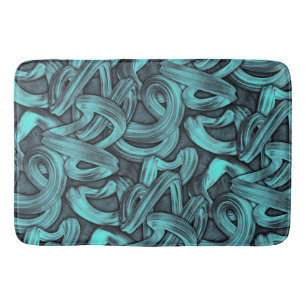 Tapis De Bain pensée profonde - noir et turquoise :