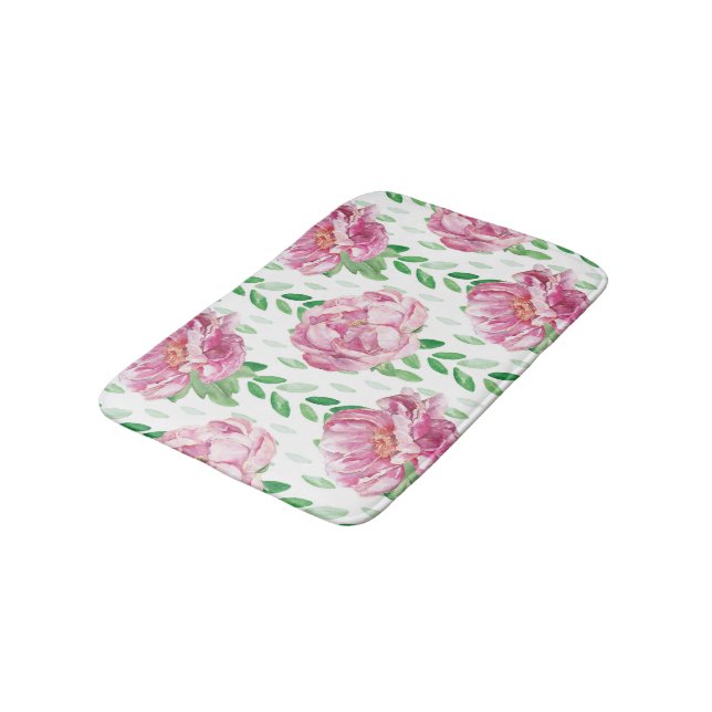 Tapis De Bain Peonies d'aquarelle rose (Angle)