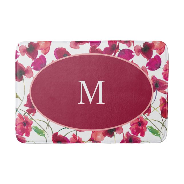 Tapis De Bain Pépites rose violet cadre Monogramme (Devant)