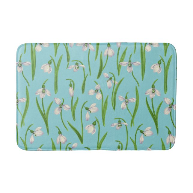 Tapis De Bain Perce-neige sur fond bleu piscine (Devant)