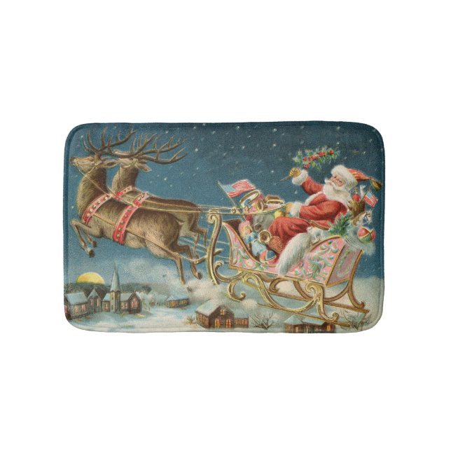 Tapis De Bain Père Noël Antique Sleigh Reindeer (Devant)