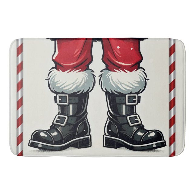 Tapis De Bain Père Noël cool en Bottes noires Noël (Devant)