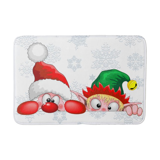 Tapis De Bain Père Noël et Elf Cute et drôle Caractères Pékin (Devant)
