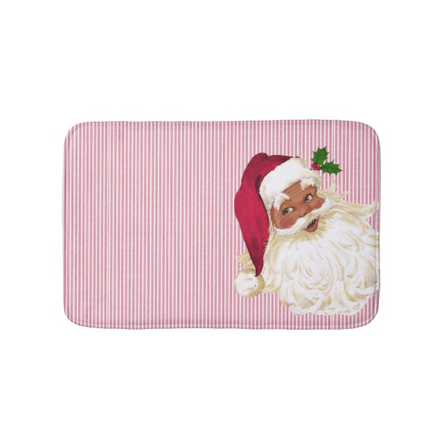 Tapis De Bain Père Noël noir à rayures canneberge (Devant)