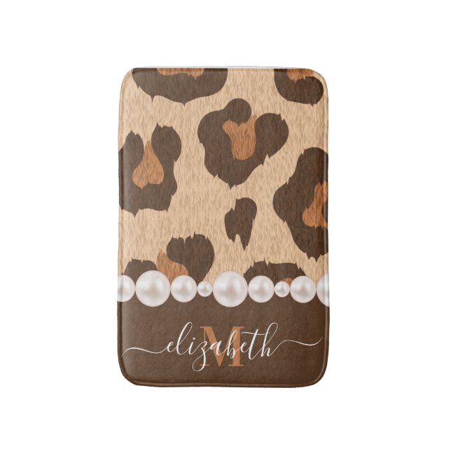 Tapis De Bain Perle et Empreinte de léopard (Devant (Vertical))