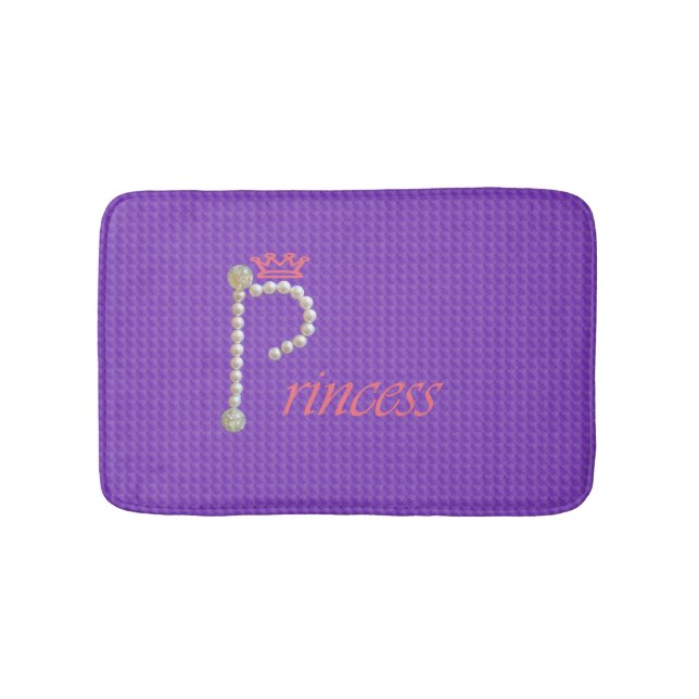 Tapis De Bain Perles et perles Princesse violette rose avec Cour (Devant)