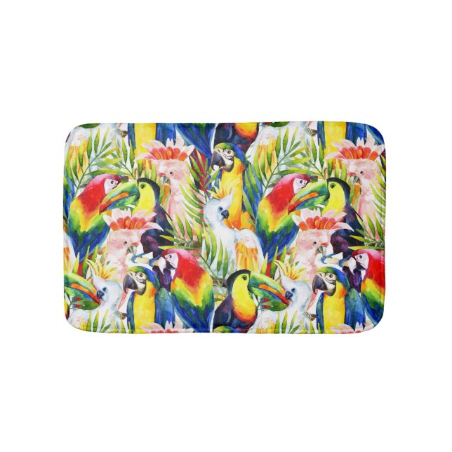 Tapis De Bain Perroquets Et Feuilles De Palmiers (Devant)