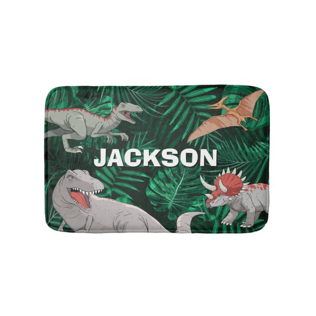 Tapis De Bain  Personalized Dinosaur Kids Dino Jurassic Trex Boy (Devant)