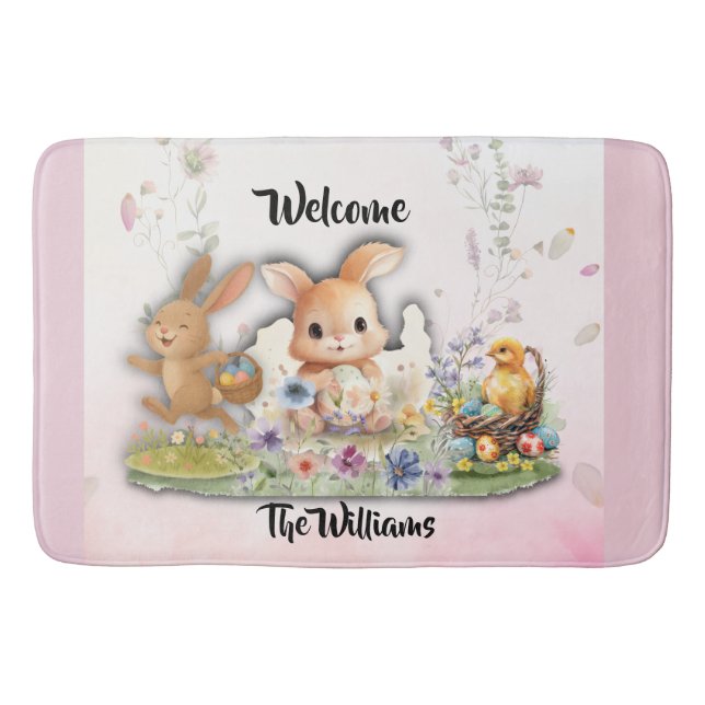 Tapis De Bain Personalized Easter Bunny Welcome Bath Mat (Devant)