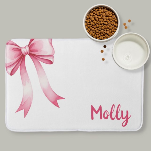 Tapis De Bain  Personalized pet placemat with bow and name (Créateur téléchargé)