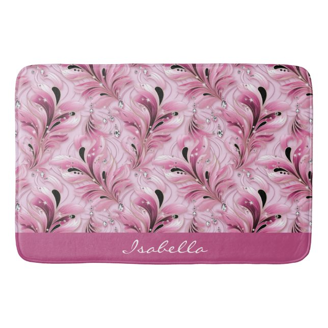 Tapis De Bain Personnalisé Chic rose glam Motif de luxe (Devant)