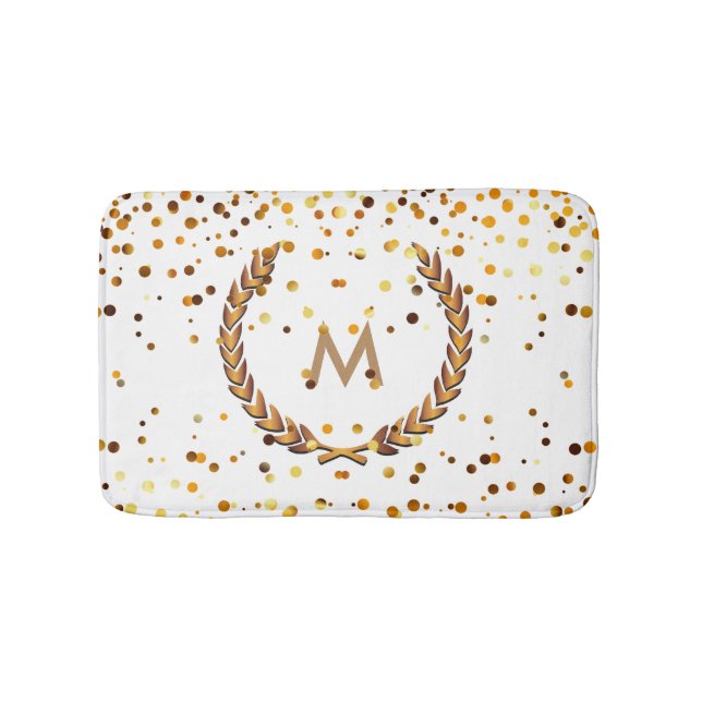 Tapis De Bain Personnalisé Monogramme Parties scintillant or Con (Devant)