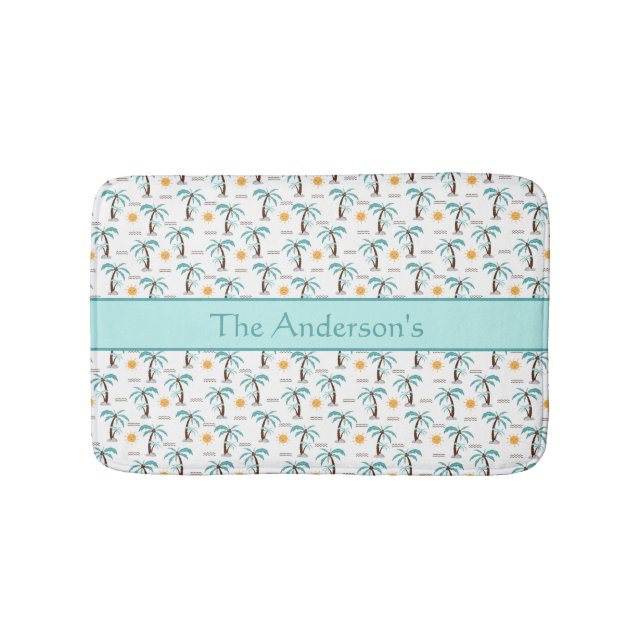 Tapis de bain personnalisé Palmier Tropical Teal S (Devant)