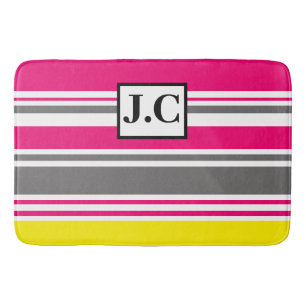 Tapis de bain personnalisé - Rayures rose vif de c
