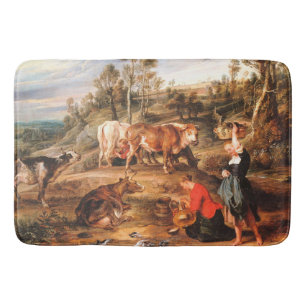 Tapis De Bain Peter Paul Rubens Milkmaips avec du bétail sur une
