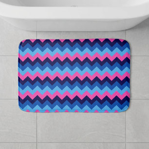 Tapis de bain petit modèle à motif chevron rose bl