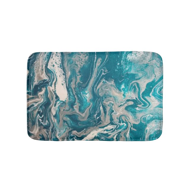 Tapis De Bain Petite couche Abstraite Turquoise (Devant)