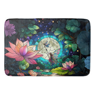 Tapis De Bain Petite fée en vitrail avec libellule