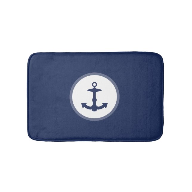 Tapis De Bain Petite silhouette d'ancre bleu marine (Devant)